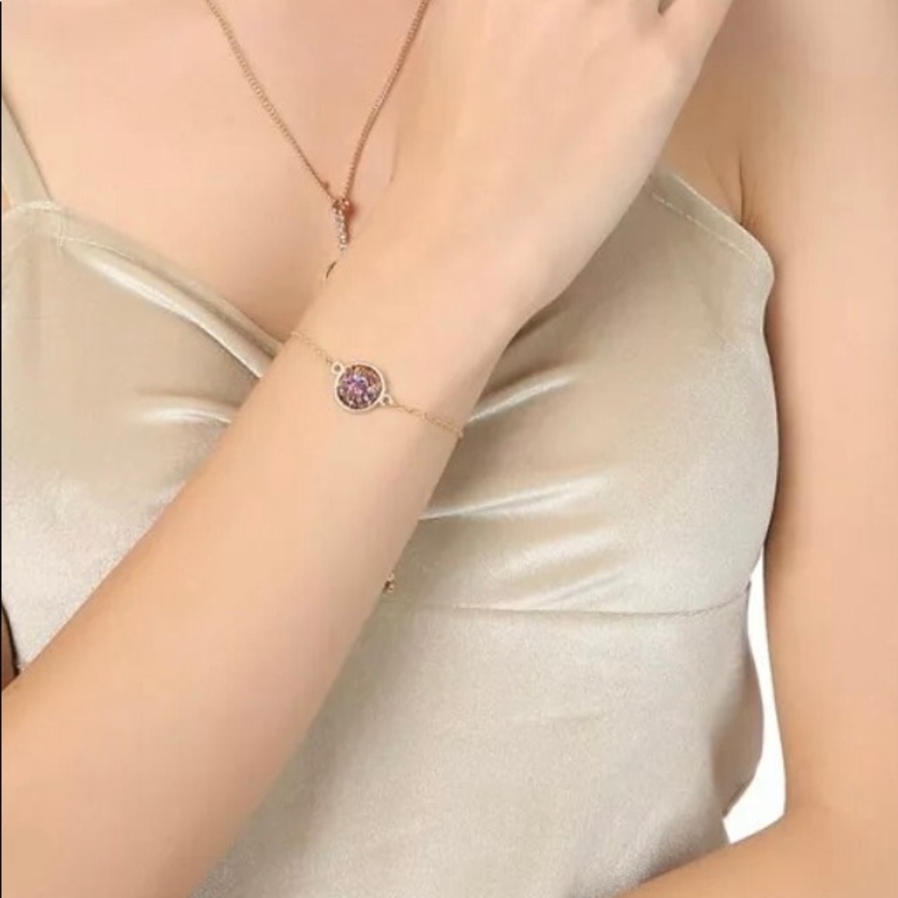 🌸 Gorgeous Pink Druzy Quartz 18k Gold Plate - Picture 2 of 3